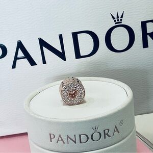 Retired Pandora Rose Gold Anniversary Heart Charm NWOT